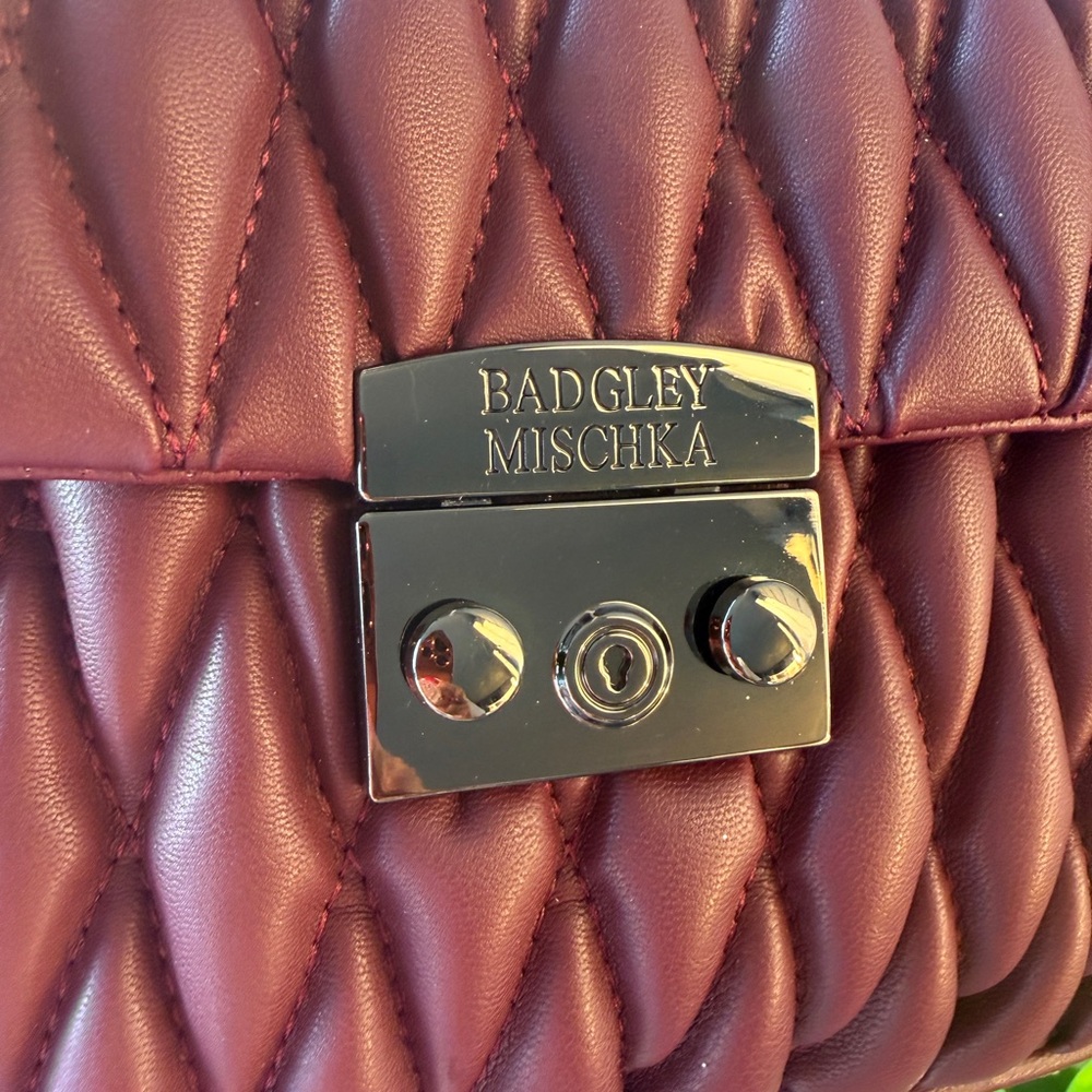 BADGLEY MISCHKA Maroon Quilted Crossbody Bag - Picture 12 of 16